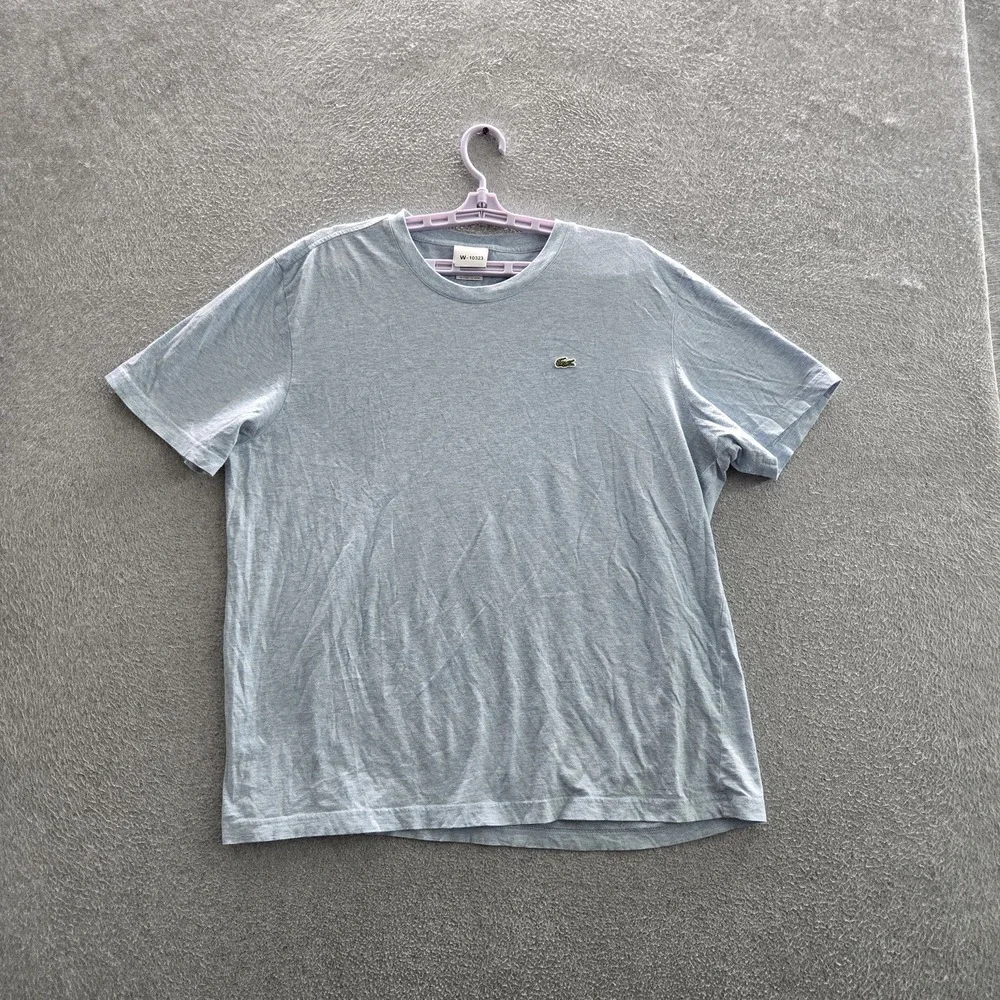 Lacoste Men Shirt 7 Light Blue Embroidered Logo Short Sleeve
